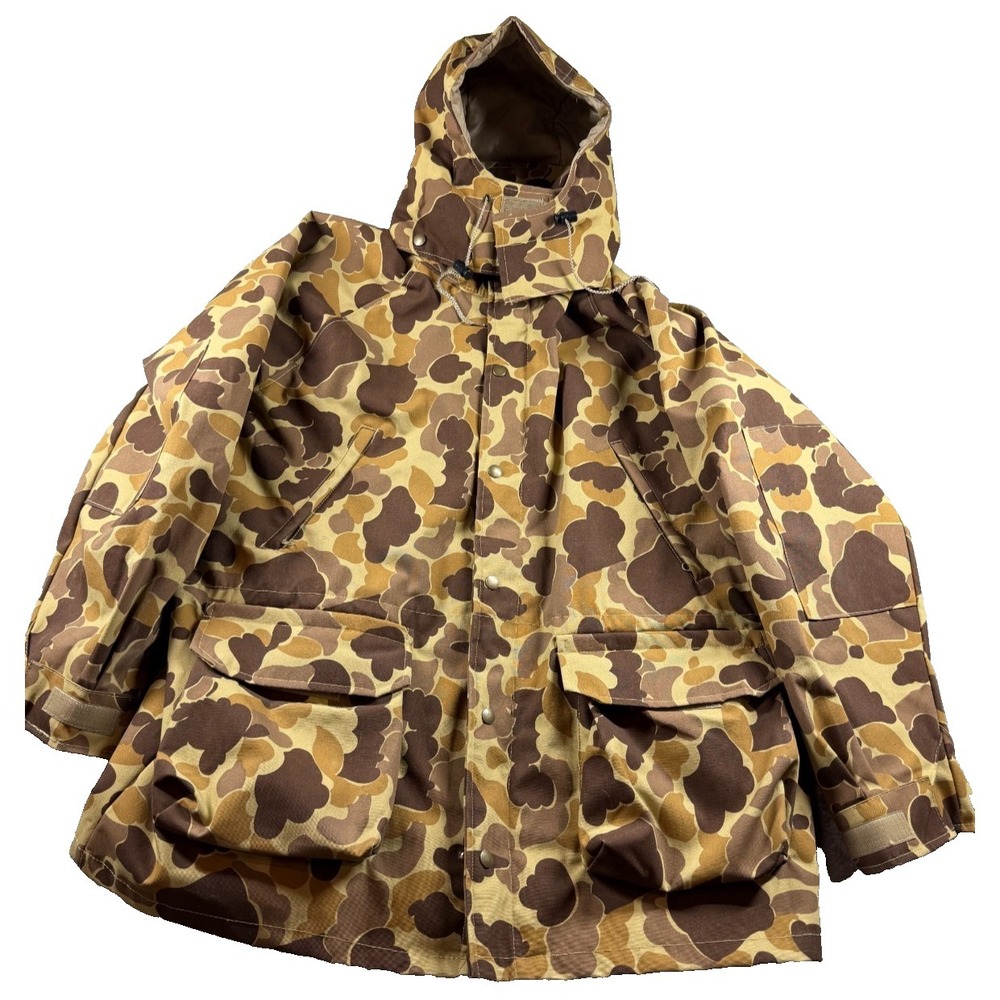 Vtg Gamehide Ultimate Bird Coat Duck Camo Hunting Jacket Hooded Mens L